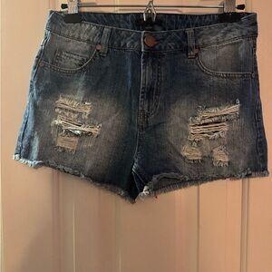 Fire Los Angeles Women’s Distressed American Flag Denim Women Shorts